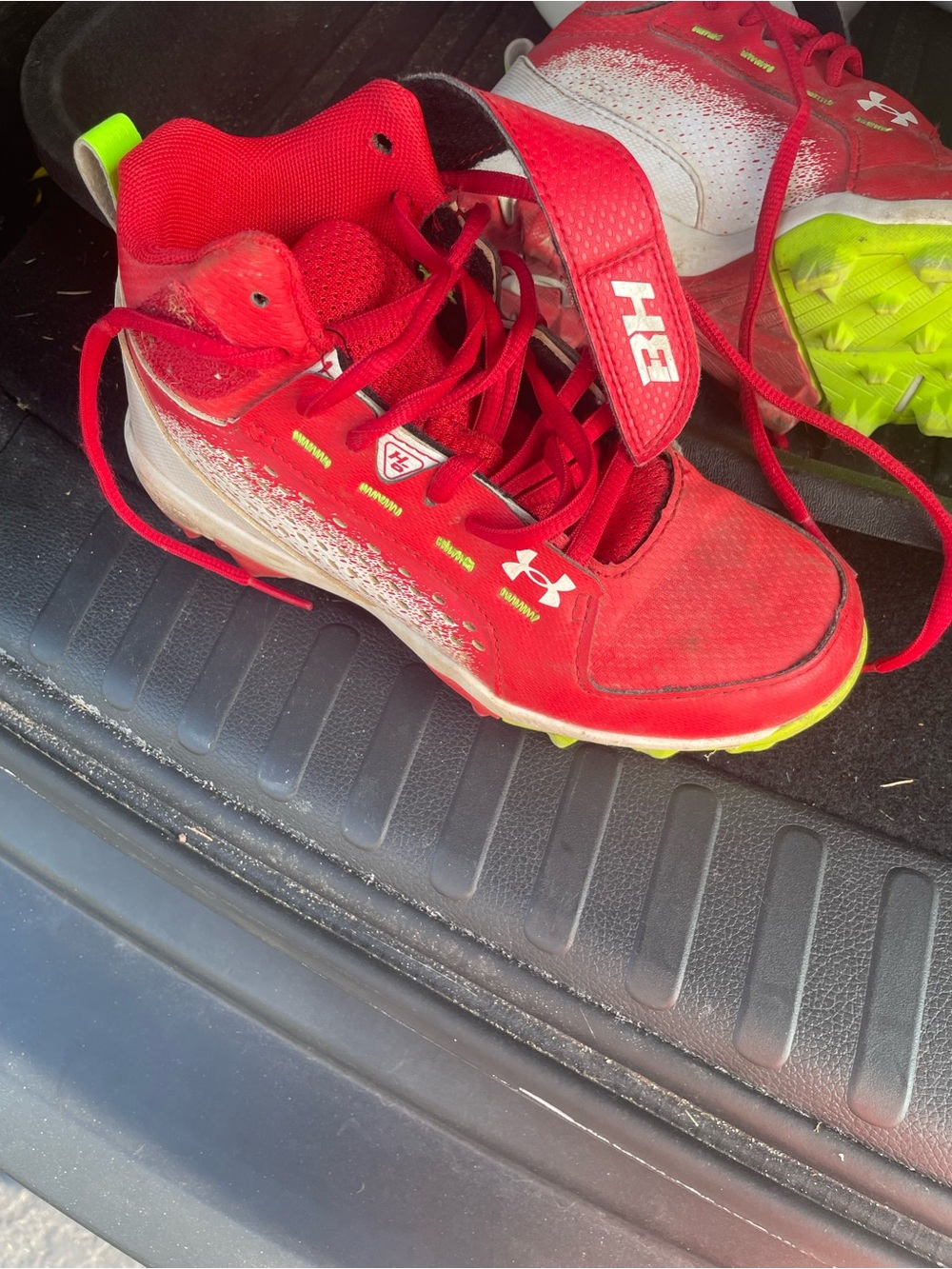Under Armour Kids' Red and Neon Yellow Sneakers